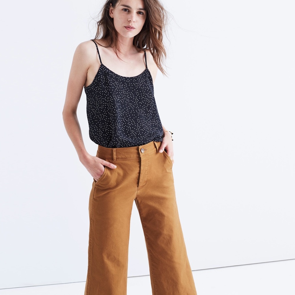 Madewell Silk Inset Cami Scatter B&W Dot SALE
